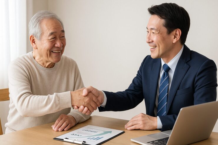 握手・安心シーン