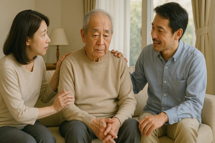 介護必要な高齢者と家族